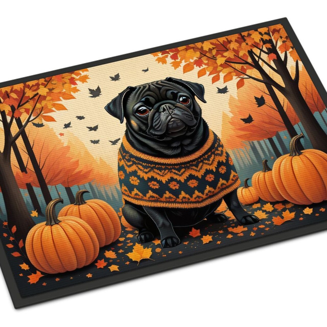 Edge Collections - 18" x 27" - Multicolor - Pug Artwork Doormat Indoor Outdoor Mat - 1 Piece